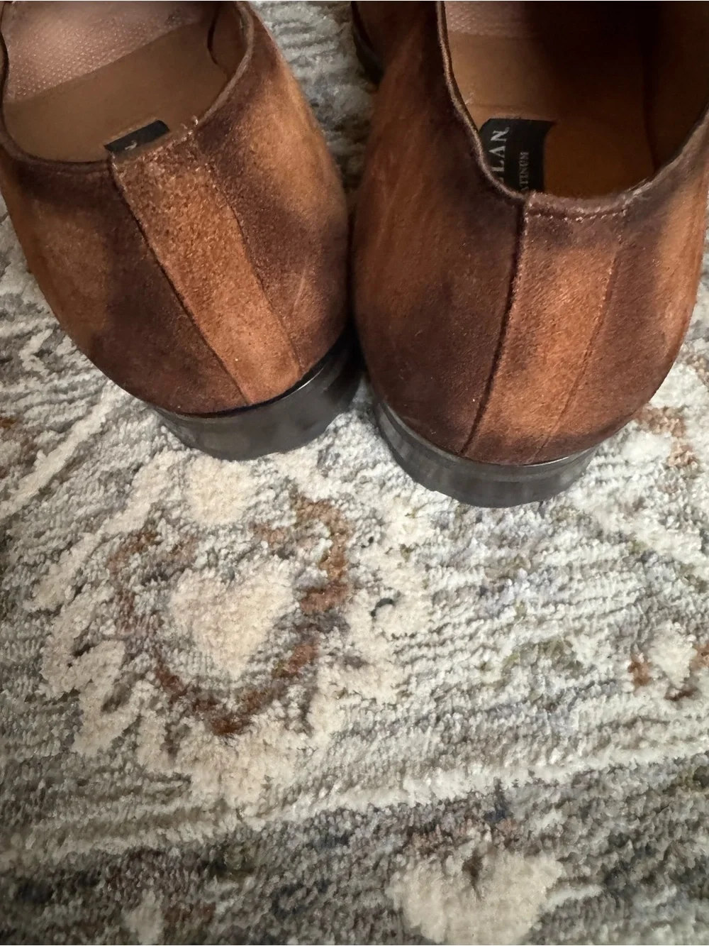 Mezlan Tan Suede Oxfords with Cognac Leather Lace Panels